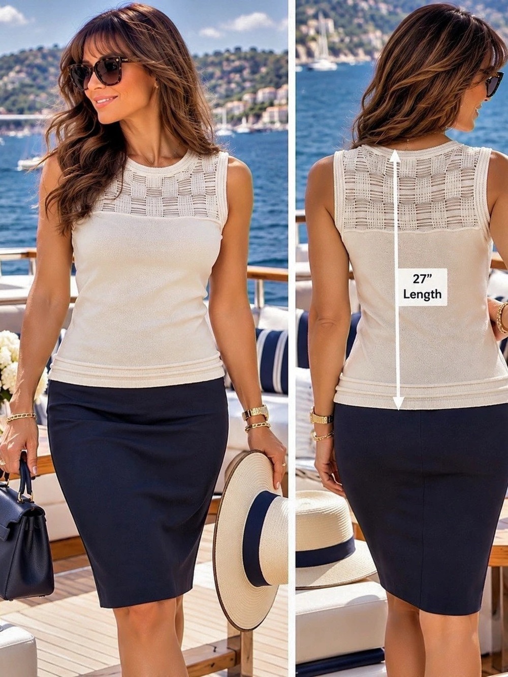 St. John Geometric Knit Tank Top Chic!